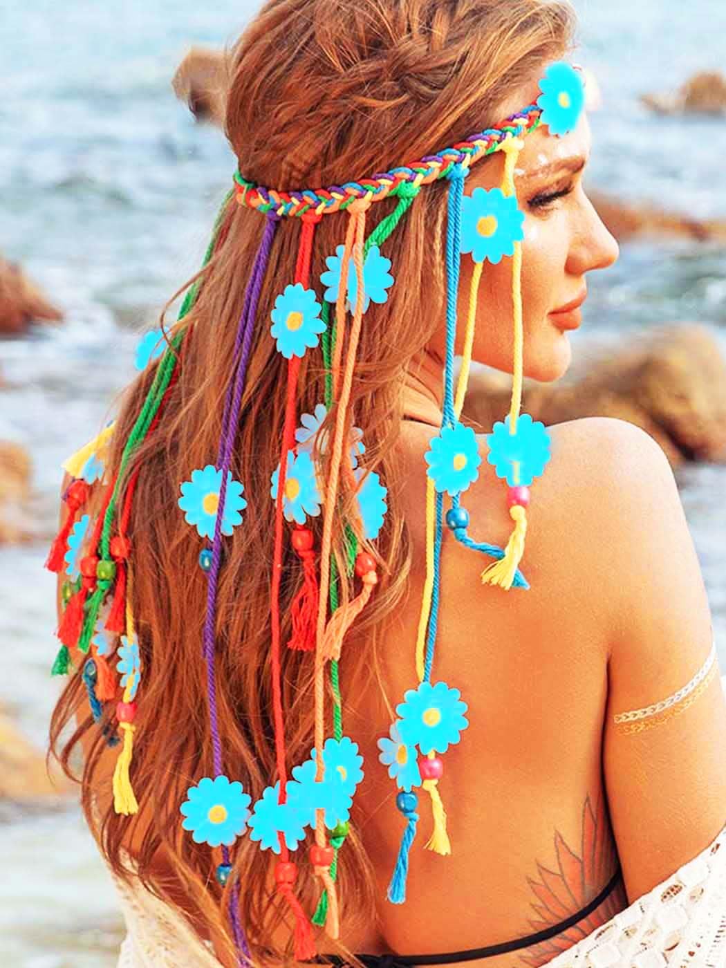 Amazon.com : GENBREE Boho Daisy Headband Rainbow Braided Headpiece