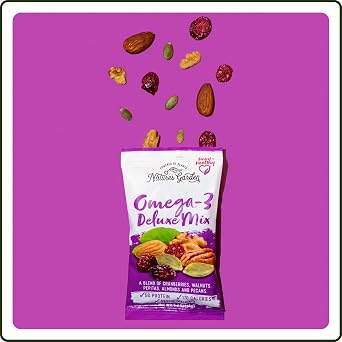 Nature's Garden Omega 3 Deluxe Mix 28.8oz (24x1.2oz) Individual Snack Packs | Heart Healthy Trail Mix for Energy - No Artificial Ingredients, Gluten Free, Plant-Based, Non-GMO Snack for Adults & Kids