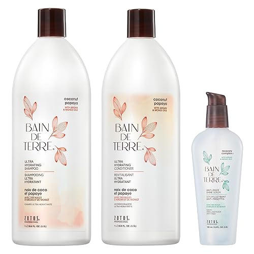 Miniatura 8 de Bain de Terre Acondicionador ultra hidratante de papaya de coco, para eliminar la humedad para cabello seco y dañado, con aceites de argán y monoi,