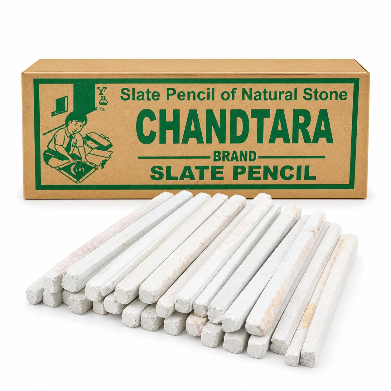 ChandTara Slate Pencils 40 Pcs Slate Chalk Pencil Bitti | Natural Organic Limestone Chalk Pencil For Writing & Creative | Non-Toxic Pure Natural Earthy Slate Bar Box | चांद तारा स्लेट पेंसिल-image-38