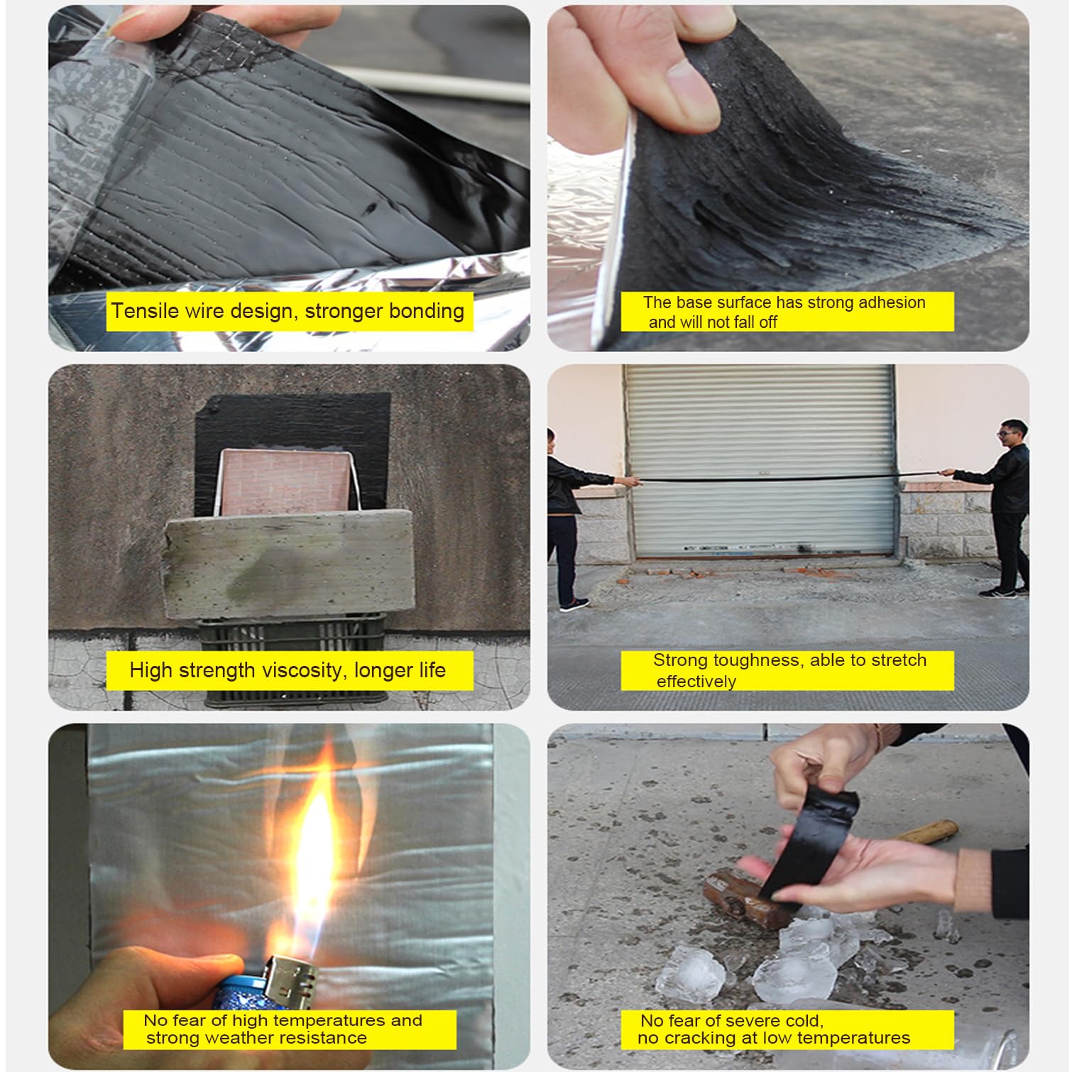 Cinta de betún impermeable, cinta autoadhesiva de aluminio para reparación de techos de metal/caravana/fugas de techo/sello de ventana, aislamiento térmico, relleno duradero de grietas