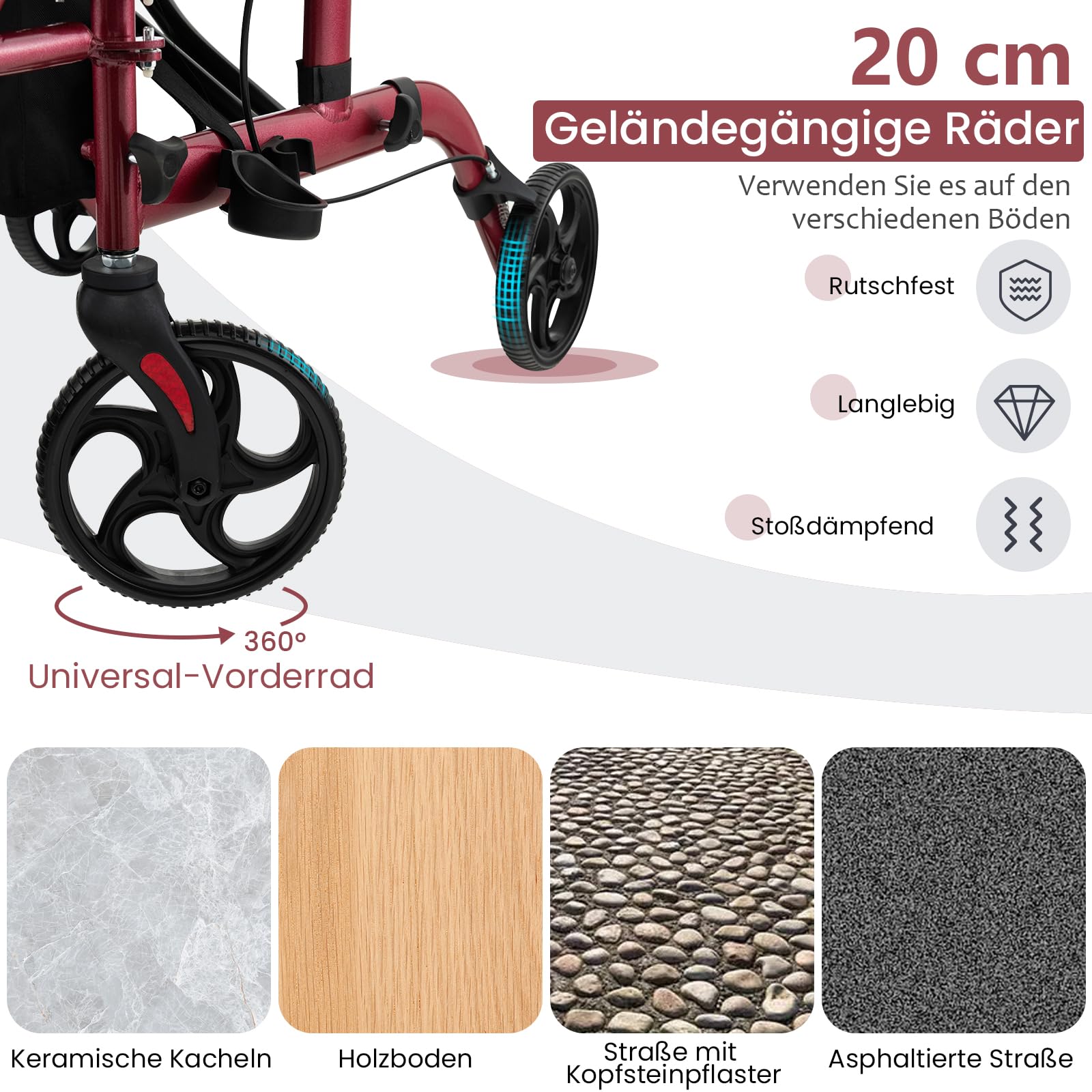 RELAX4LIFE Andador 2 en 1 plegable y ligero con asiento, 6 alturas ajustables para personas mayores, silla de ruedas de aluminio con reposapiés y bolsa, frenos dobles y soporte para bastones, hasta