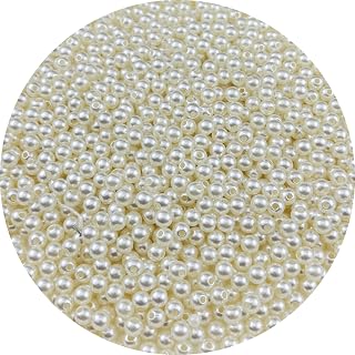 1500pcs 6mm Pearl Beads Ivory Round Pearls Acrylic Beads for Jewelry Making DIY Craft Bracelets Necklaces Earrings Vase Fillers Home Wedding Decoration