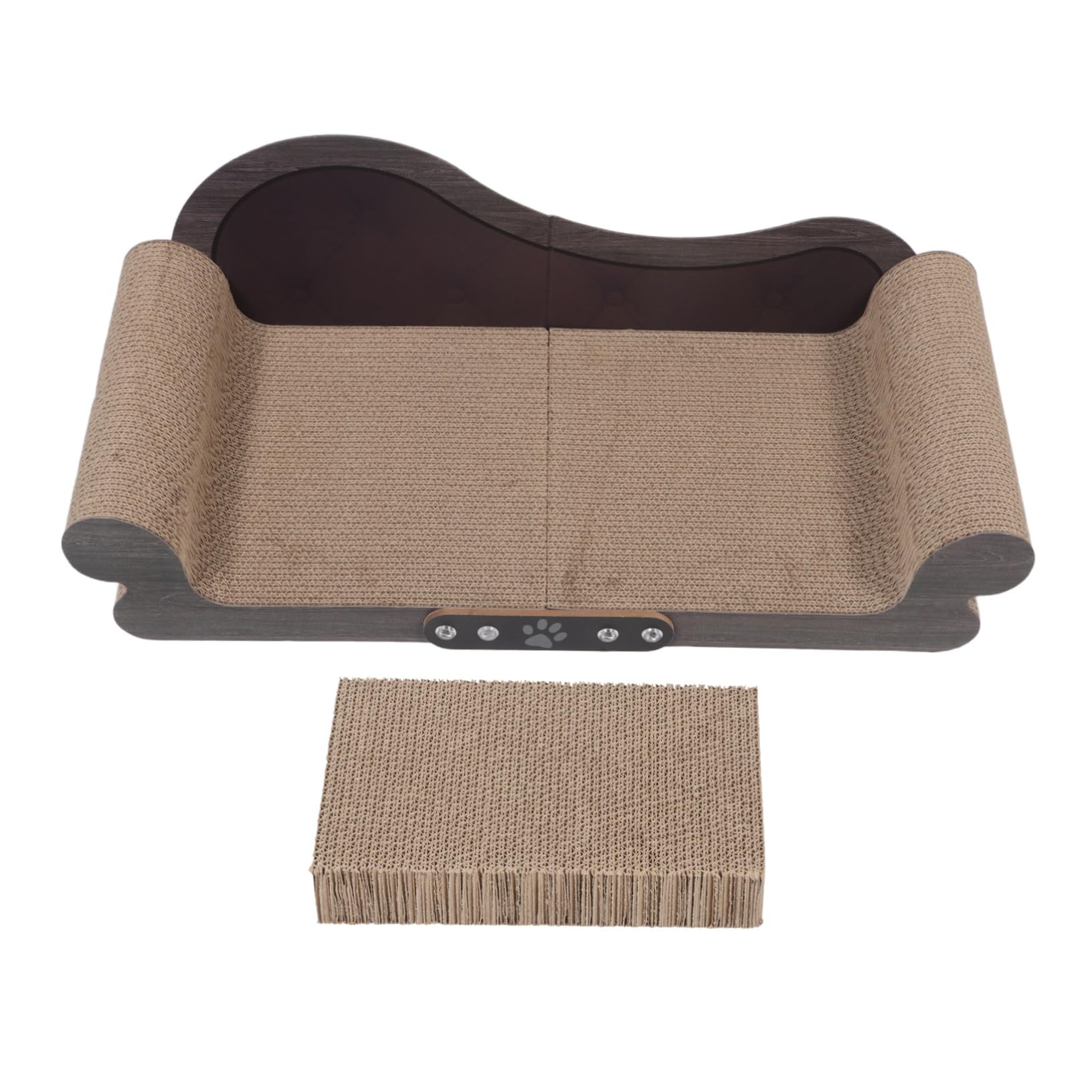 Katzenkratzbrett Sofaform aus Wellpappe und Holz mit Möbel Schutz für Drinnen zur Natürlichen Kratzverhaltens Modernes Katzensofa Kratzschutz für Sofas