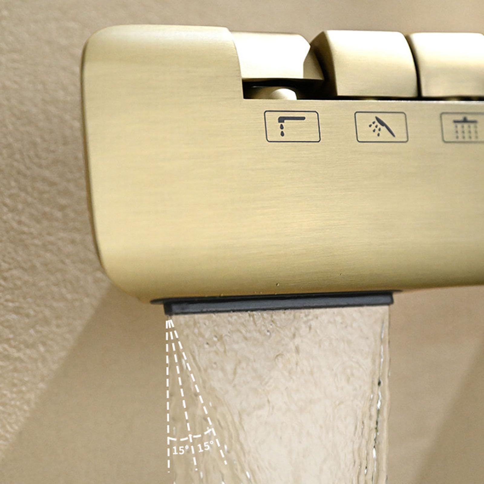 Colonna Doccia Pianoforte 3 Funzioni Spazzolato a Muro | Ugello a Cascata con Regolazione Fine ±15° Colonna Doccia Altezza Regolabile
