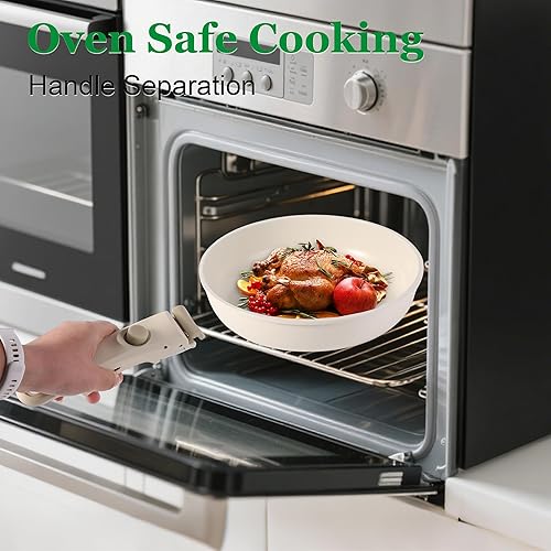 Miniatura 5 de Juego de utensilios de cocina de 12 piezas de aluminio, antiadherentes, extraíbles y aptos para microondas, juego de sartenes de inducción para