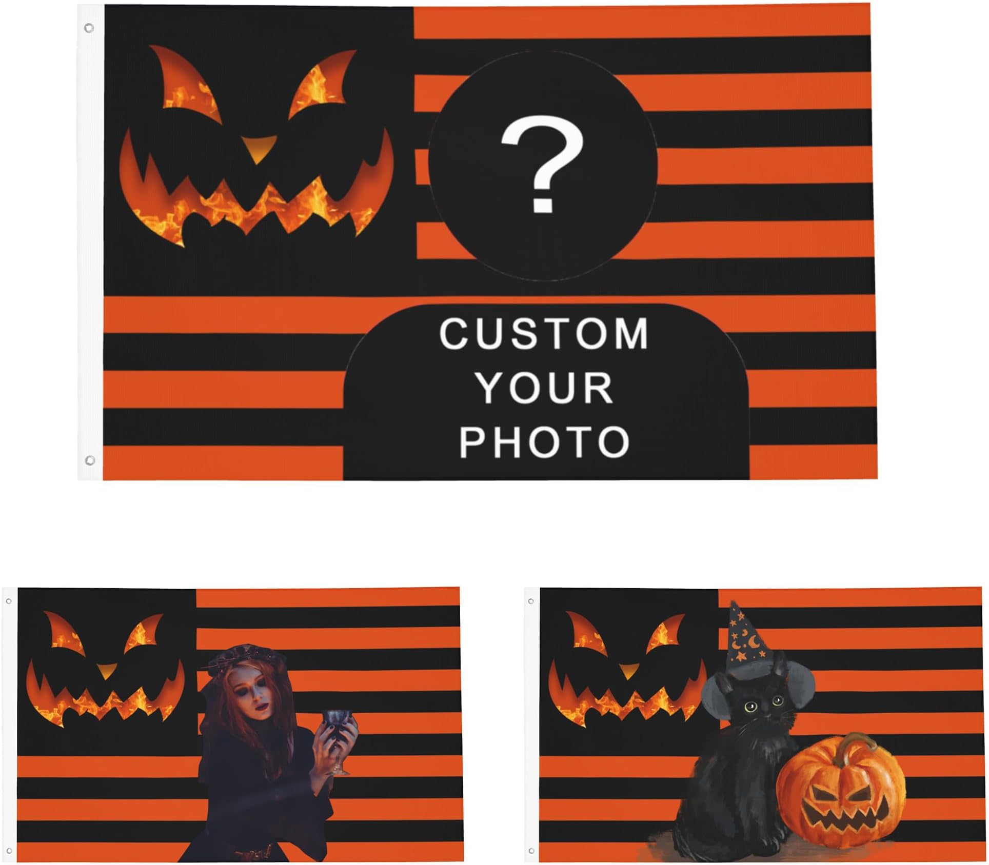 OHORTEB Custom Photo Flag Design Your Own Picture Text Logo Personalized Flag Customizable Image Gifts for Indoor Outdoor Decoration (Orange (Halloween), 3X5 FT)