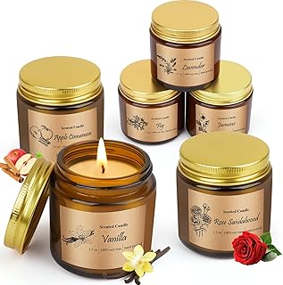 Bougie Parfumées,Coffret Bougies Parfumées cadeau,6 Pack Bougies Parfumée, 3.5OZ Bougie Cire de soja Naturelle,Coffret Cadeaux Anniversaire Pour Femme