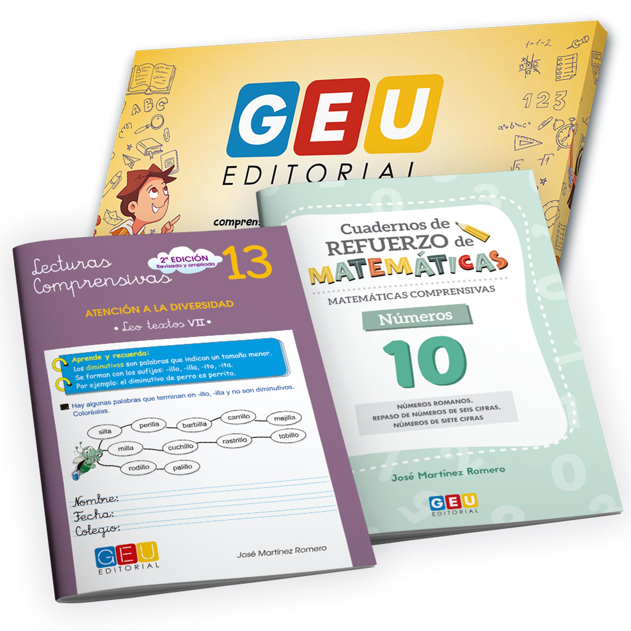 Pack de Apoyo Esencial para Refuerzo Escolar - 4 Primaria - Lecturas Comprensivas 13 + Matemáticas comprensivas 10 | Editorial GEU