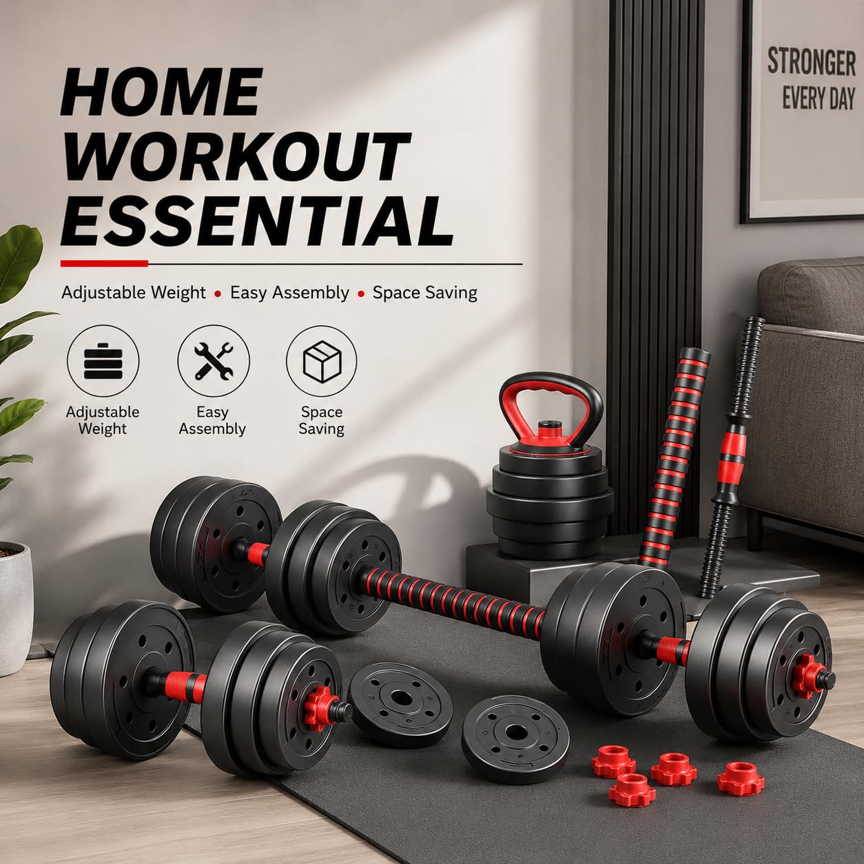 10 kg regulowany zestaw do treningu siłowego, 2 w 1, z płytkami obciążającymi, drążkami typu hantle, kołnierzem spinlock i pianką, domowy sprzęt fitness do treningu siłowego