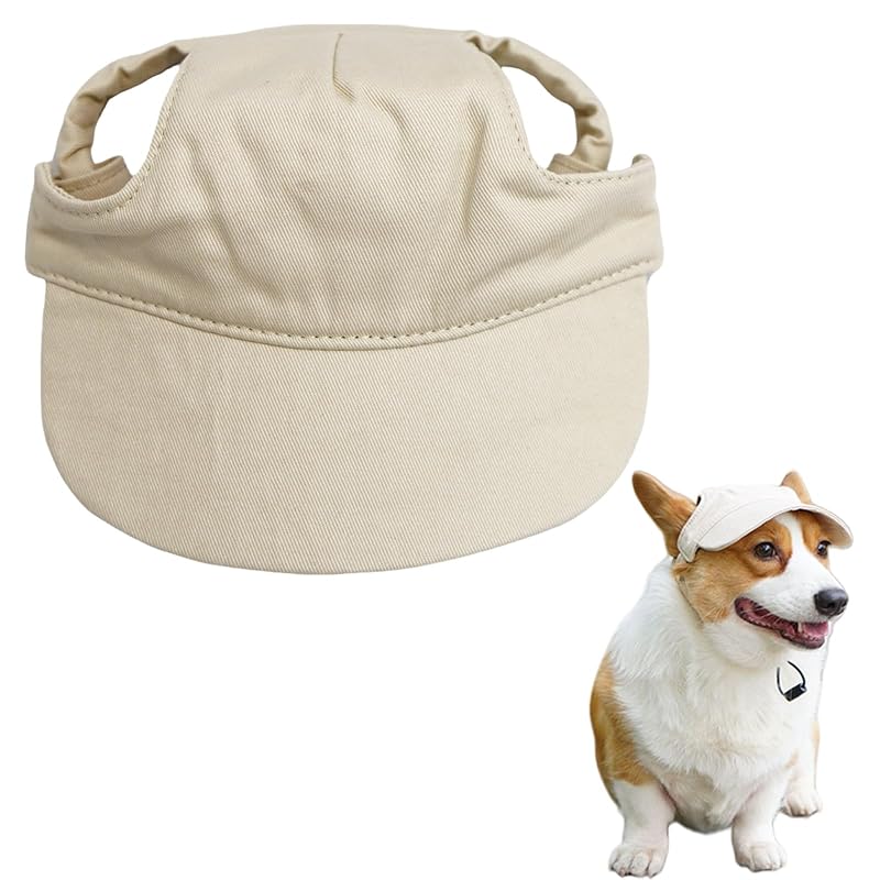Chapéu para cães tipo boné em denim ajustável wyewog, Bege, X-Small