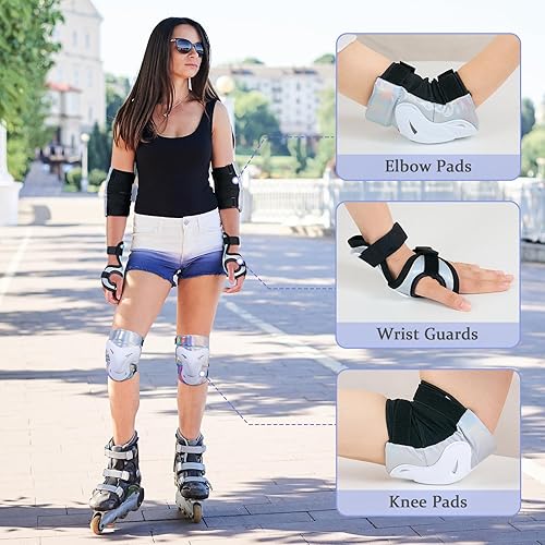 Miniatura 2 de Bienbee Rodilleras para hombres, rodilleras, muñequeras, rodilleras y coderas, conjunto de equipo de protección para adultos, para patinaje, para