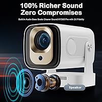 Vista 7 de Mini proyector HY260 Pro actualizado con WiFi y Bluetooth 5.4, enfoque automático/Keystone, soporte nativo 1080P para 4K, control remoto Air Mouse