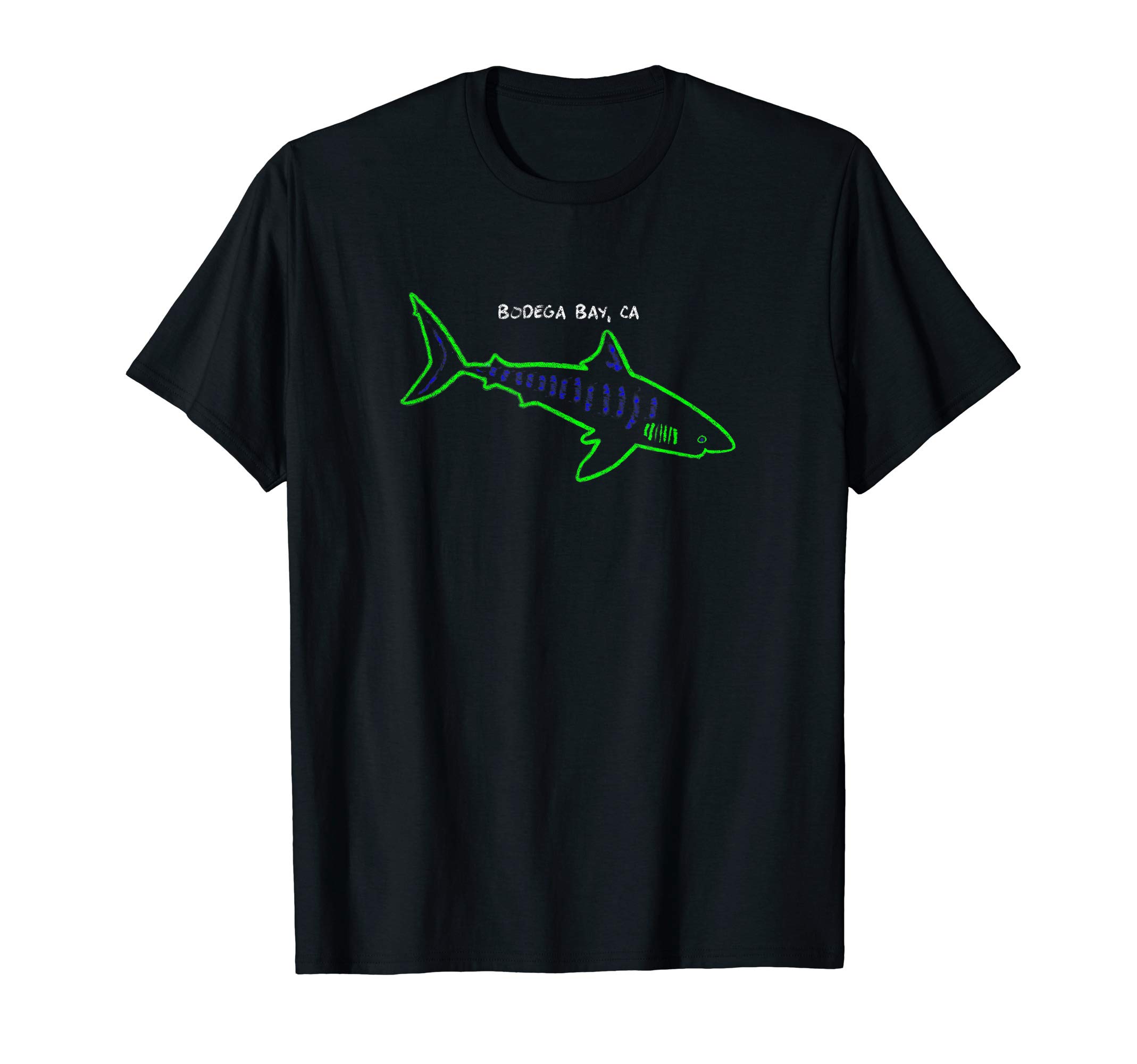 Retro 80s Style Bodega Bay, CA Abstract Shark T-Shirt