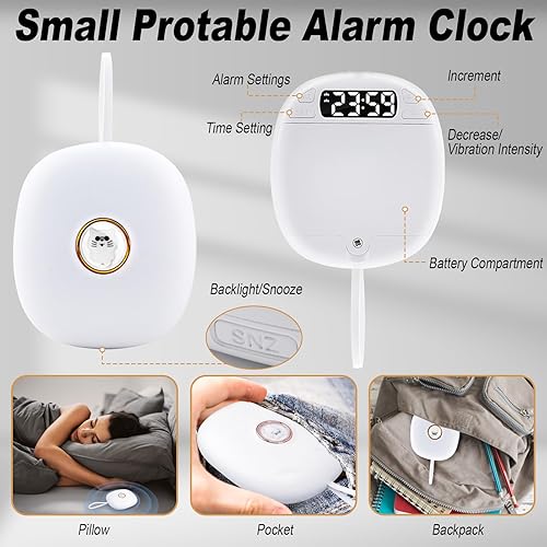 Miniatura 2 de Pilipane Reloj despertador para mascotas con vibración silenciosa, reloj despertador digital, despertador vibratorio debajo de la almohada para
