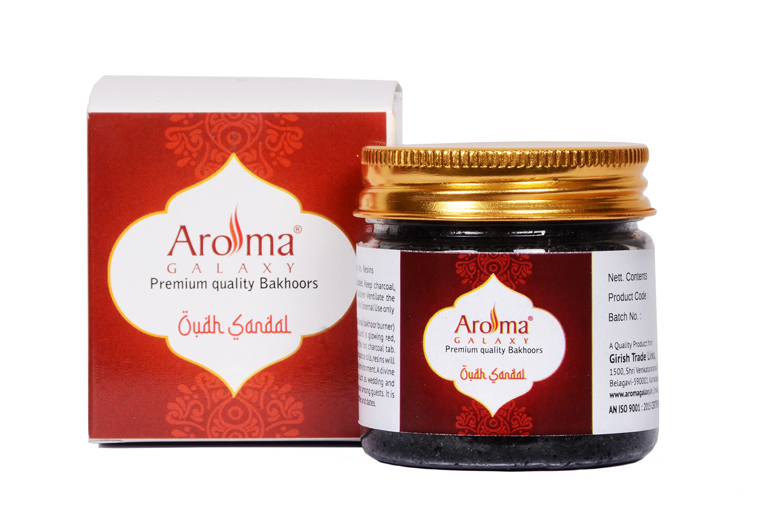 Aroma Galaxy Oudh Sandal Bakhoor - Wooden Chips Based Chemical Free and Non-Toxic Muattar - Fragrance Incense Bakhoor for Relaxation and Removing Odour 40 Grams