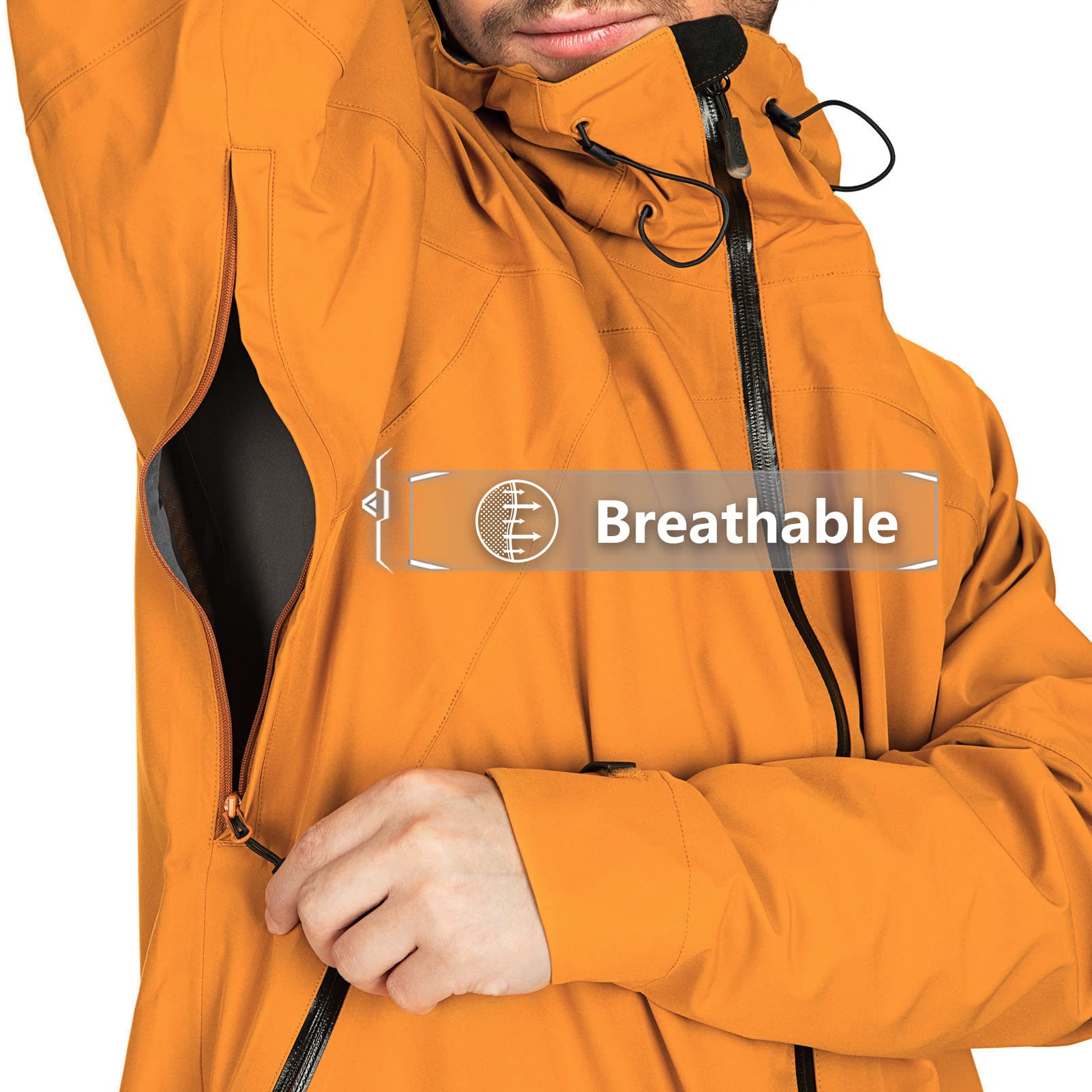 33,000ft Kurtka przeciwdeszczowa, męska, wodoszczelna, wiatroszczelna, oddychająca kurtka softshell z kapturem, na wędrówki, kemping