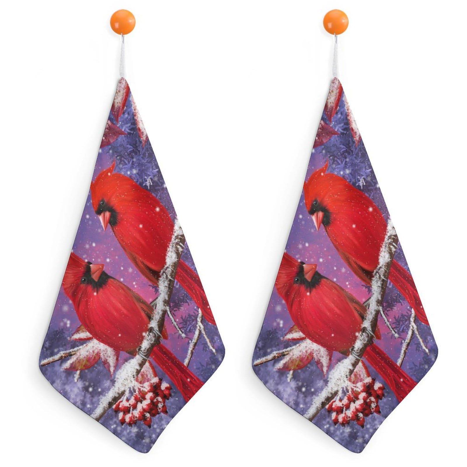 CGSBNGHA Bird Snowy Red Cardinal Hand Towel Hanging Face Towels Cleaning Cloths Handkerchief for Bathroom Kitchen