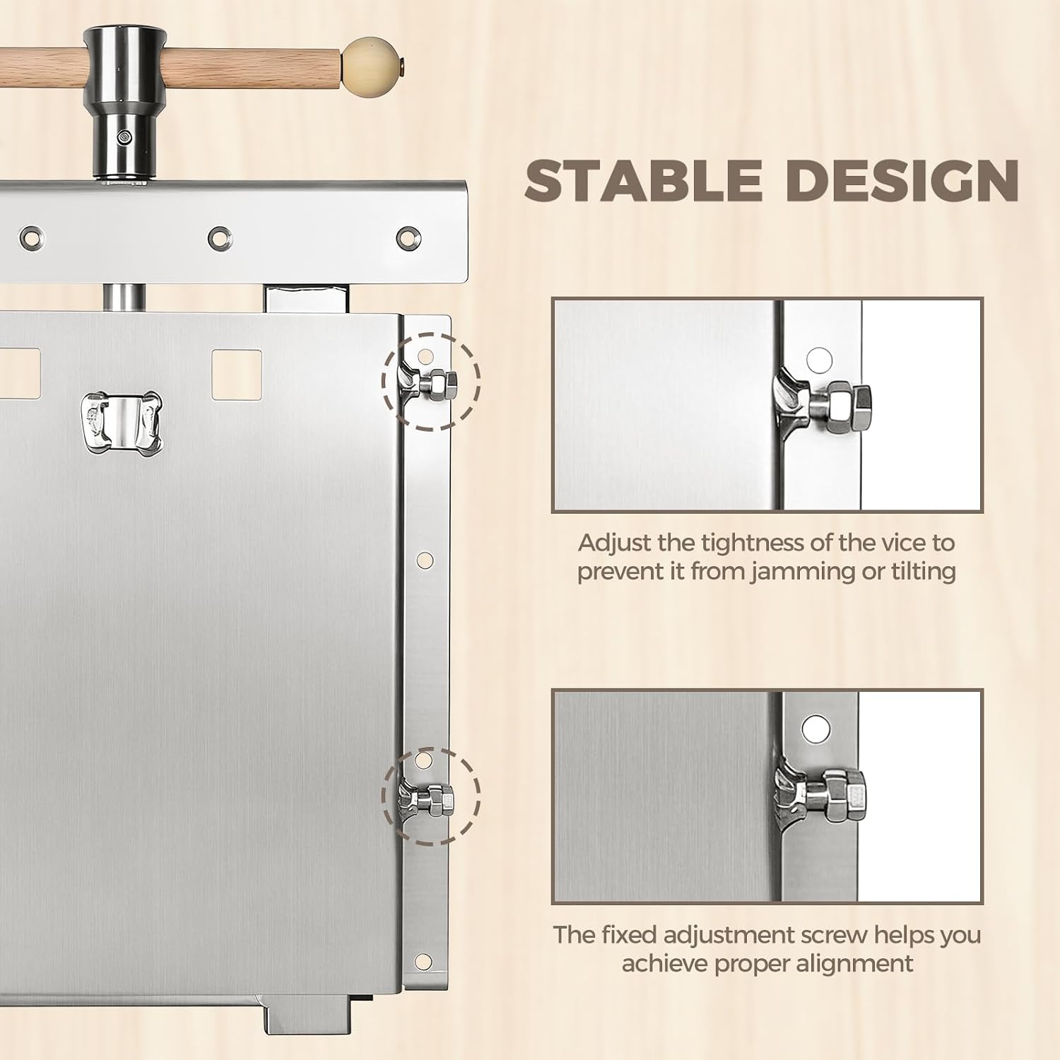 33302 Woodworking Vise with High Strength Adjustable Alloy Steel Structure, Woodworking Tool Fits Custom Workbenches with a Thickness Not Exceeding 23", Vise Featuring Acme Thread, Eliminate Racking