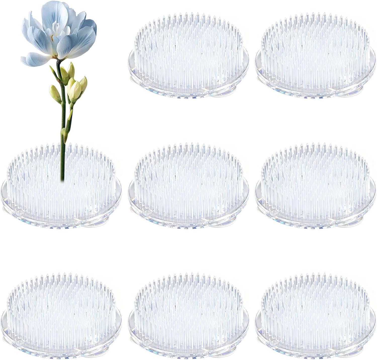 8 Pcs Clear Floral Frogs for Arrangements, Plastic Flower Holder with 3 Suction Cups, Flower Frogs Vase Arrangement Supplies