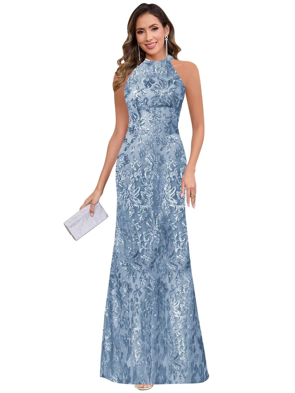 Long Mother of The Bride Dresses Mermaid Off The Shoulder Lace Sequin Evening Formal Dress