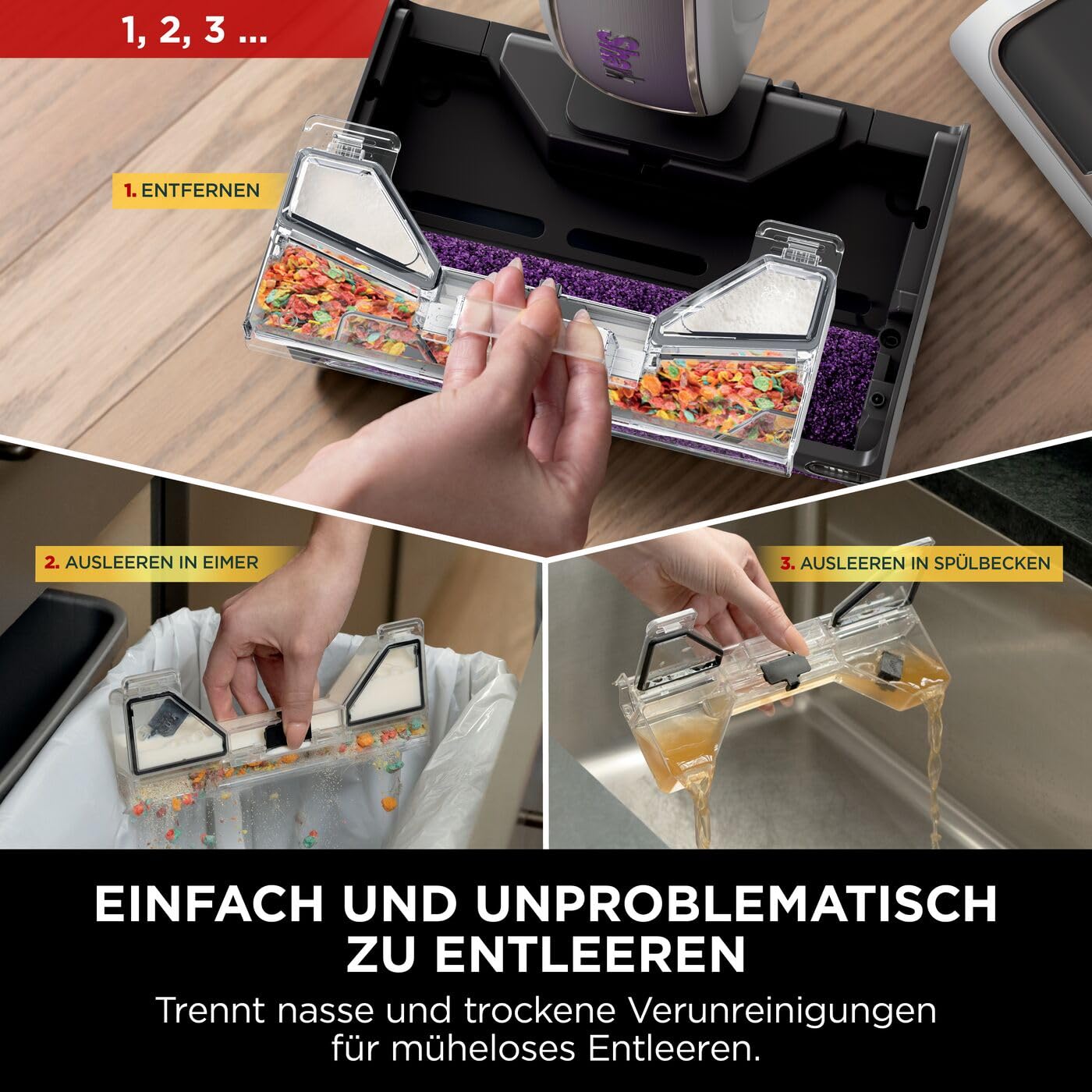 Shark SteamPickUp 3-in-1-Dampfreiniger, hygienische Reinigung mit Dampf für harte Böden, chemiefrei, 420ml Fassungsvermögen, Extra-Bürstenrolle, Aufbewahrungsstation, Bürstenrollenhalter, Weiß SD200EU