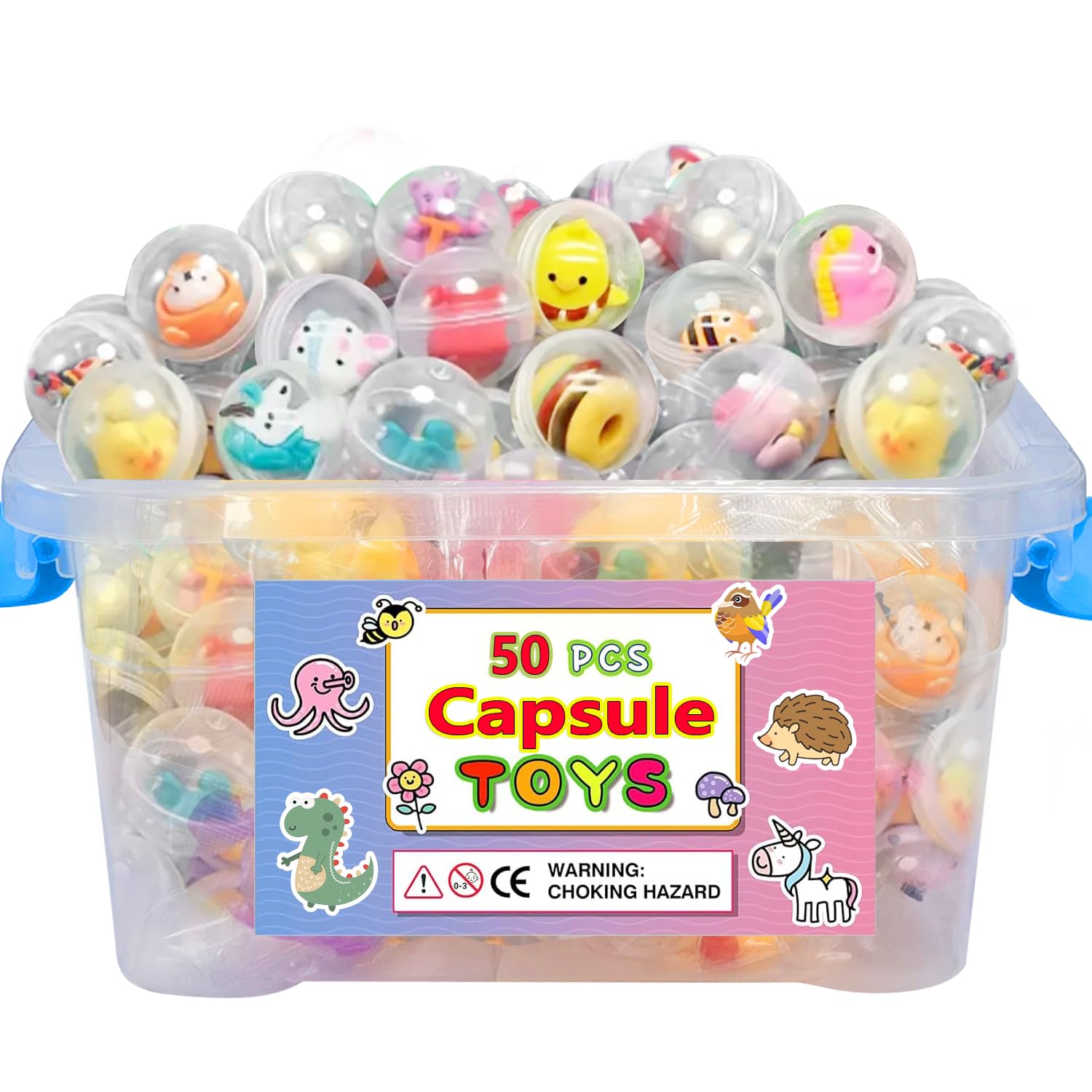 50pcs Adorable Mini Kawaii Capsule Toys Collection Perfect for Sharing Educational Great for Kids Boys Girls Goodie Bag Christmas Stocking Stuffers Treasure Box Classroom Prizes Carnival Gifts