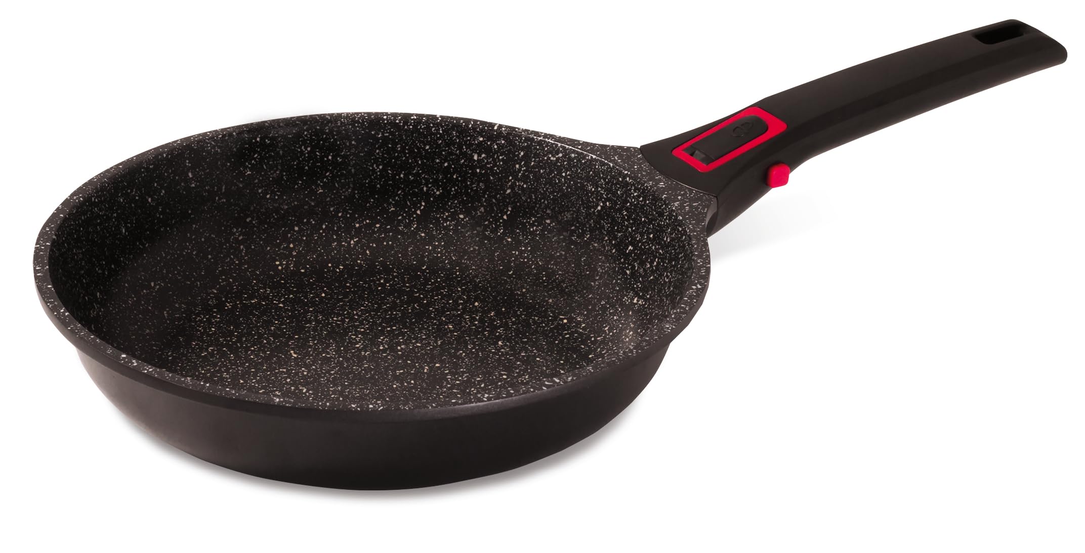 BAUMALU - Poêle à Frire Granit Pro Céramique - Fonte d'Aluminium - Tous Feux dont Induction - Intérieur Revêtement Céramique Fusion Pro Effet Pierre Sans PFOA ni PFAS - Manche Amovible - Ø20cm - Noir