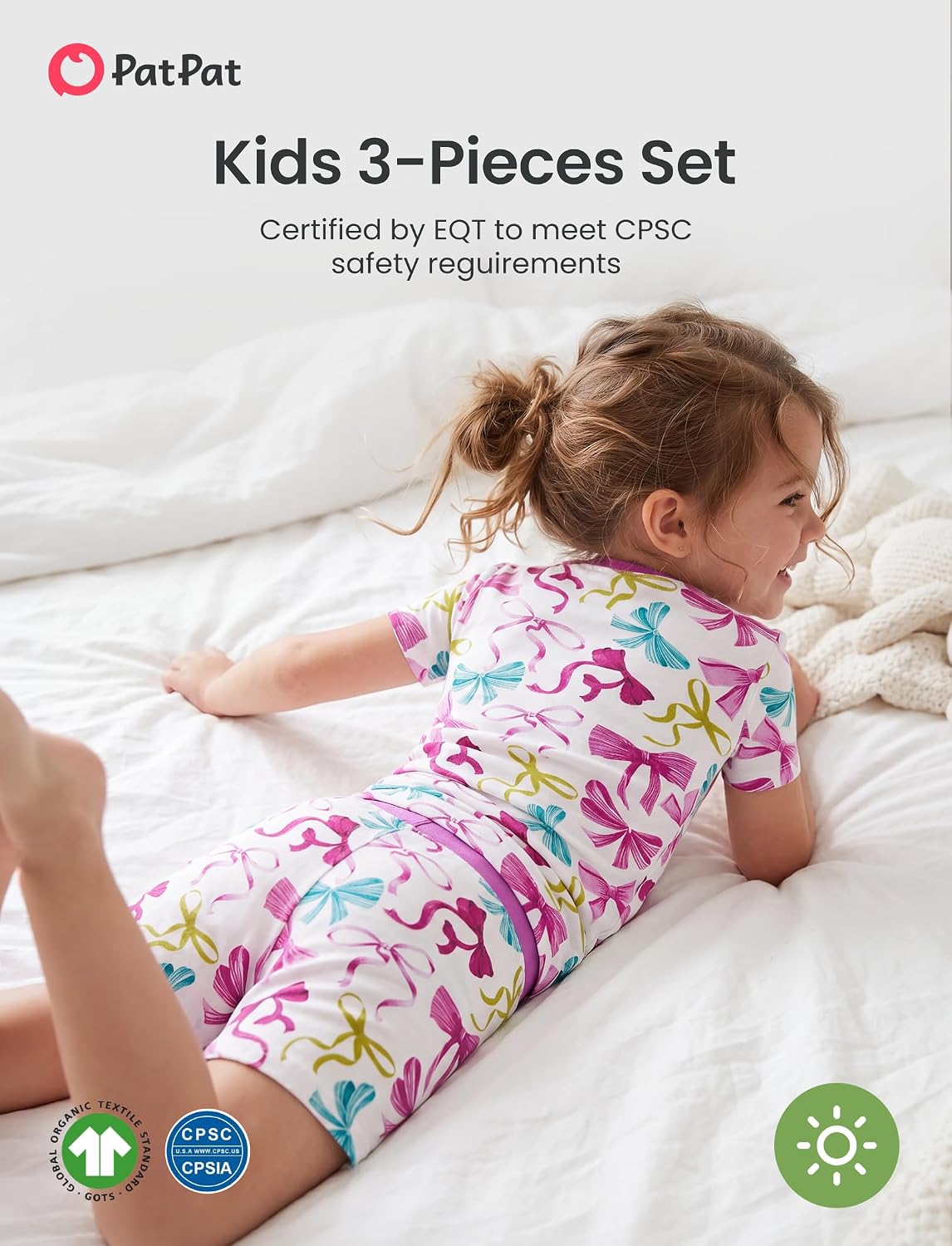 PATPAT Bamboo Viscose Pajamas Sets for Boys Girls Kids Toddler, 3 Pack Shorts & Pants Sleepers, Ultra-soft Snug Fit Pjs 2-12Y