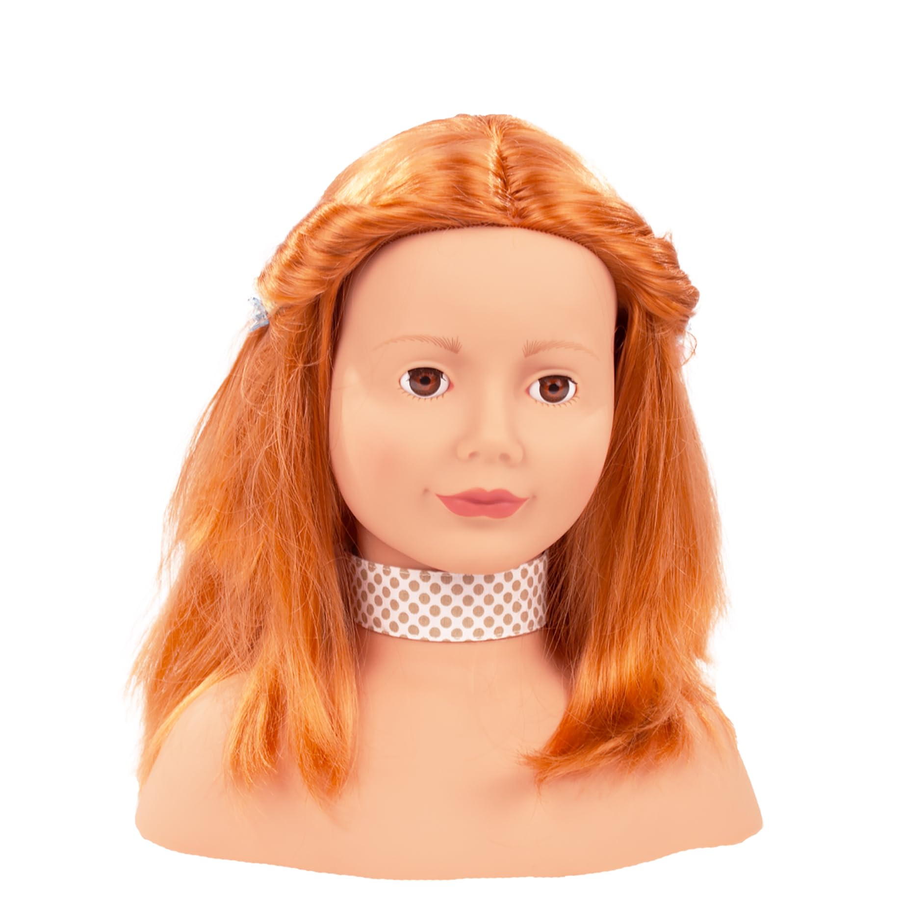 Götz 1192054 Haarwerk Schminkkopf rote Haare 28 cm Frisierkopf 57-TLG | braune Augen, für Kinder ab 3 Jahren, Make-up-Set, Stylingzubehör, kämmbar, standfest mit Saugnäpfen