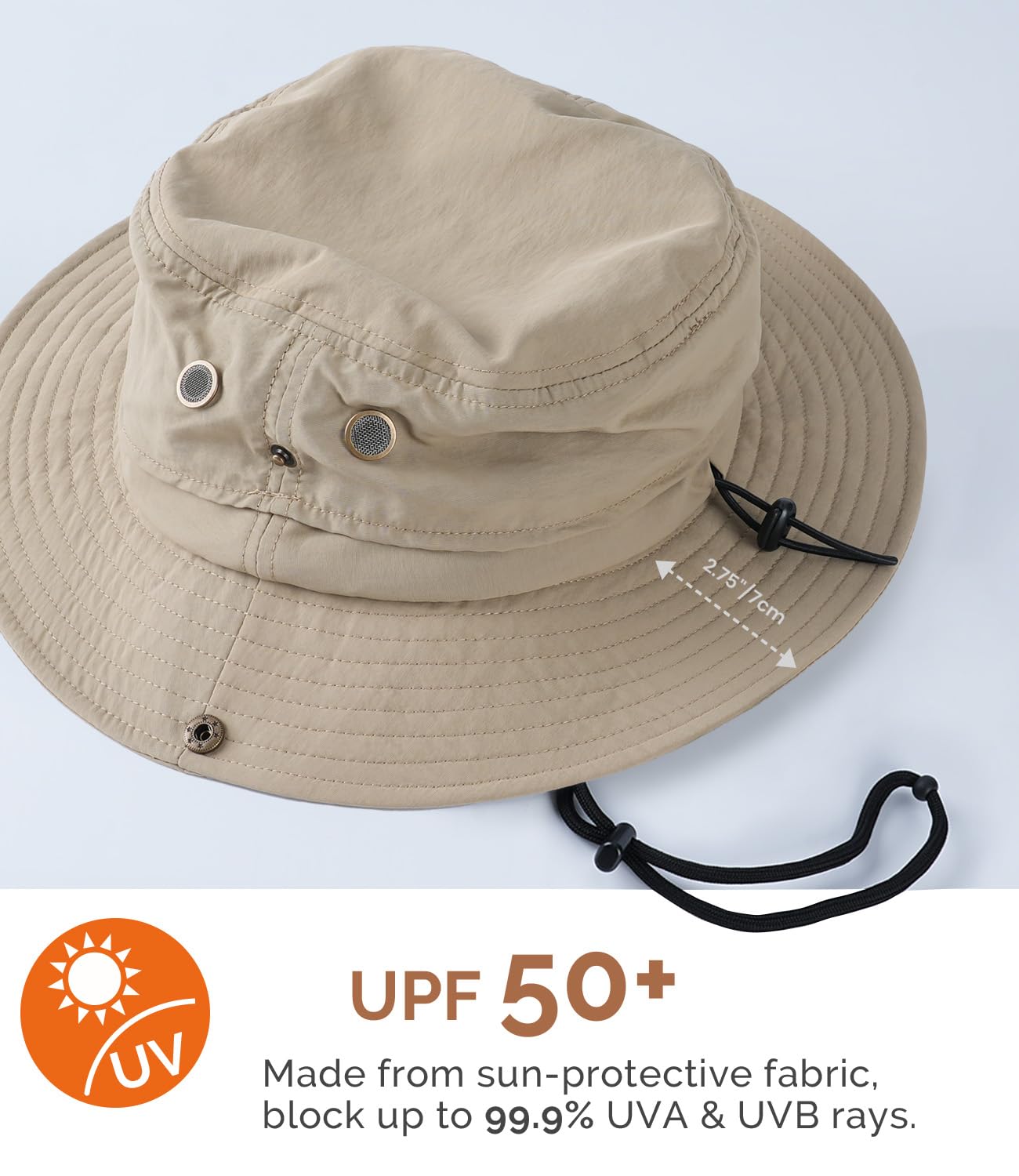 Hat Hut Mens Waterproof Bucket Rain Hat, UPF50+ Sun Hat, Wide Brim, Packable, All-Weather Outdoor Hiking Fishing Hats - 3