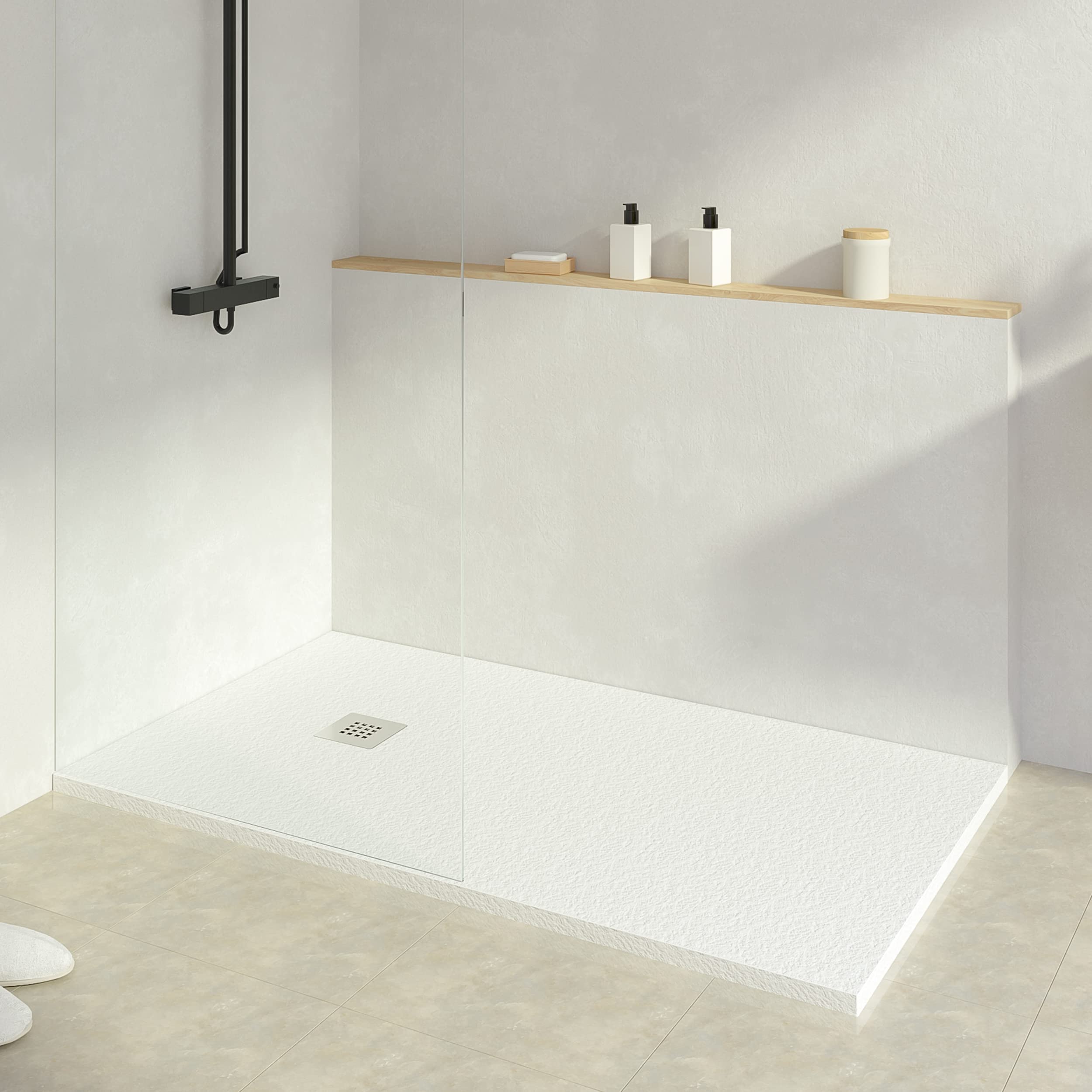 KOES - Receveur de douche en résine modèle INDO – 100x140 – Blanc RAL 9003