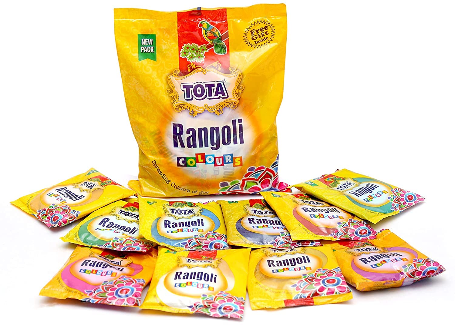 TOTA Rangoli Colour Powder 1kg | 10 Different Vibrant Colors (100 Grams Each)-image-46