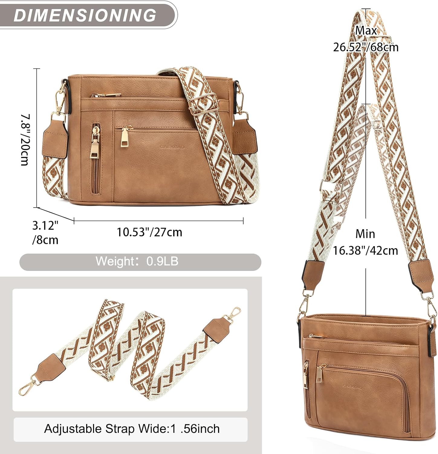 GAEKEAO Crossbody Bags for Women Trendy Vegan Leather Purses Multi Pockets Shoulder Handbags with Adjustable Wide Strap - Image 5