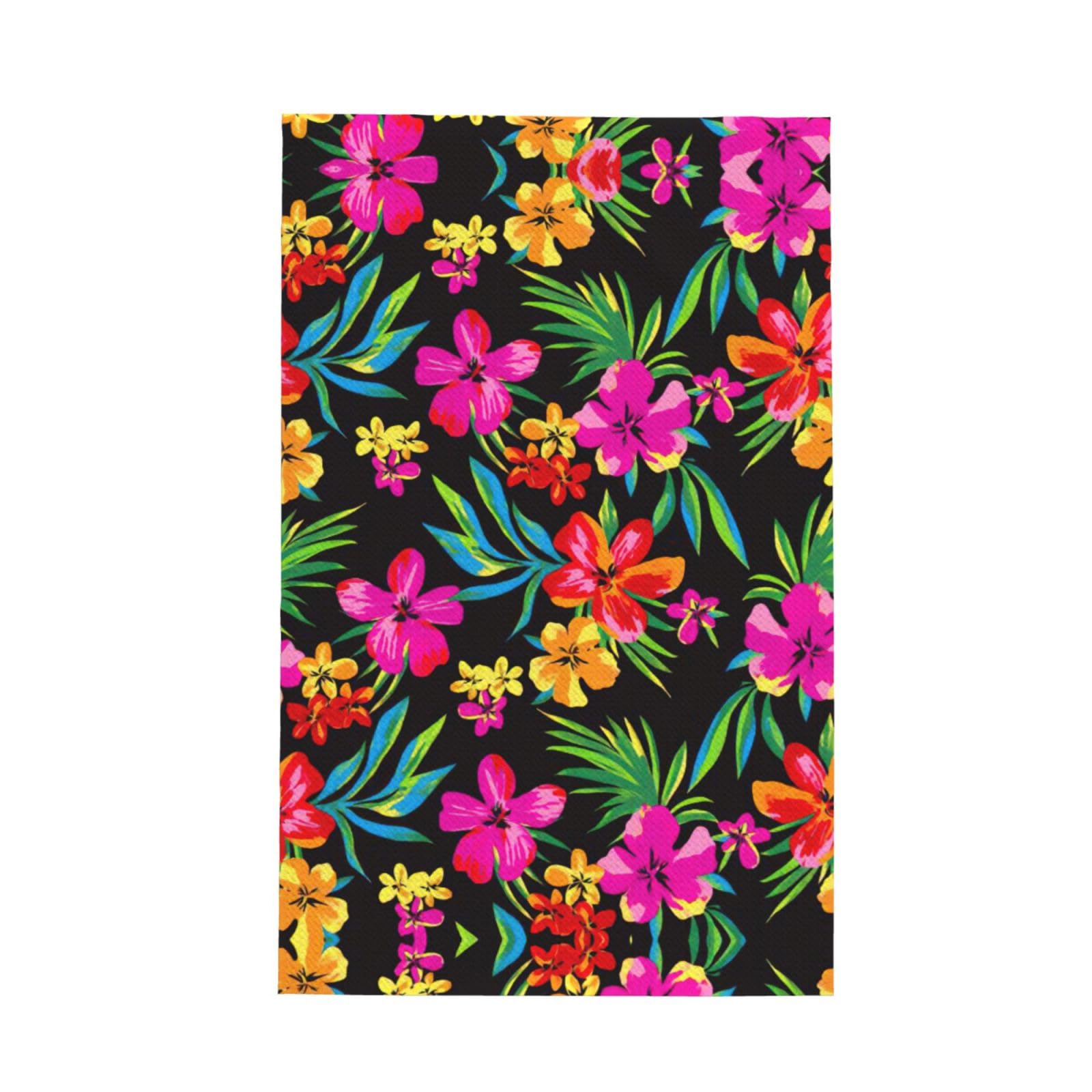 XXahnbm Hawaiian Colorful Flower Print Waffle Kitchen Towel,Absorbent Hand Towel