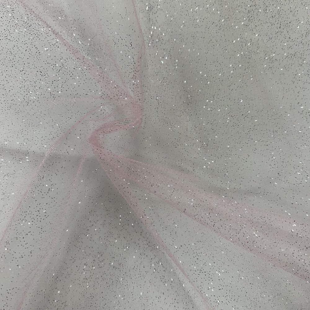 Kayes Textiles Baby Pink Glitter Net - Tulle - 60” Wide 150Cm - Per Metre (Baby Pink)