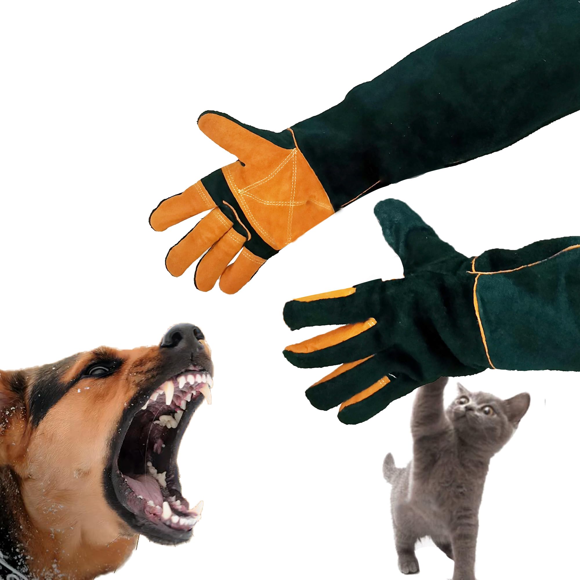 FelRelWel Animal Handling Gloves,23.6" Long Sleeves Gauntlet,Safety Work Gloves,Bite Proof Gloves for Dogs Training