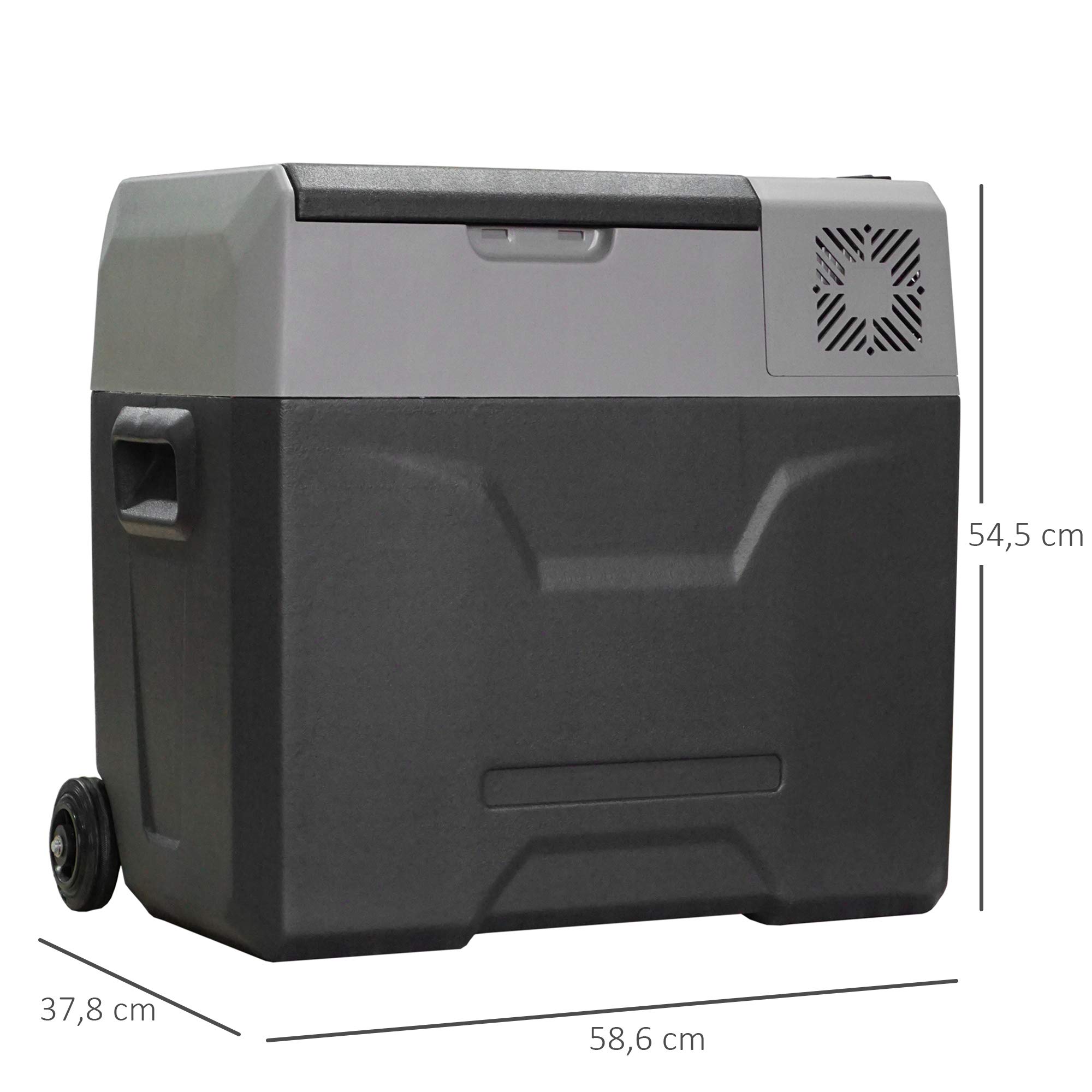 HOMCOM Lodówka samochodowa 50 l, elektryczna lodówka samochodowa z kompresorem, na kemping, podróże, 12/24 V DC i 110-240 V AC, szara