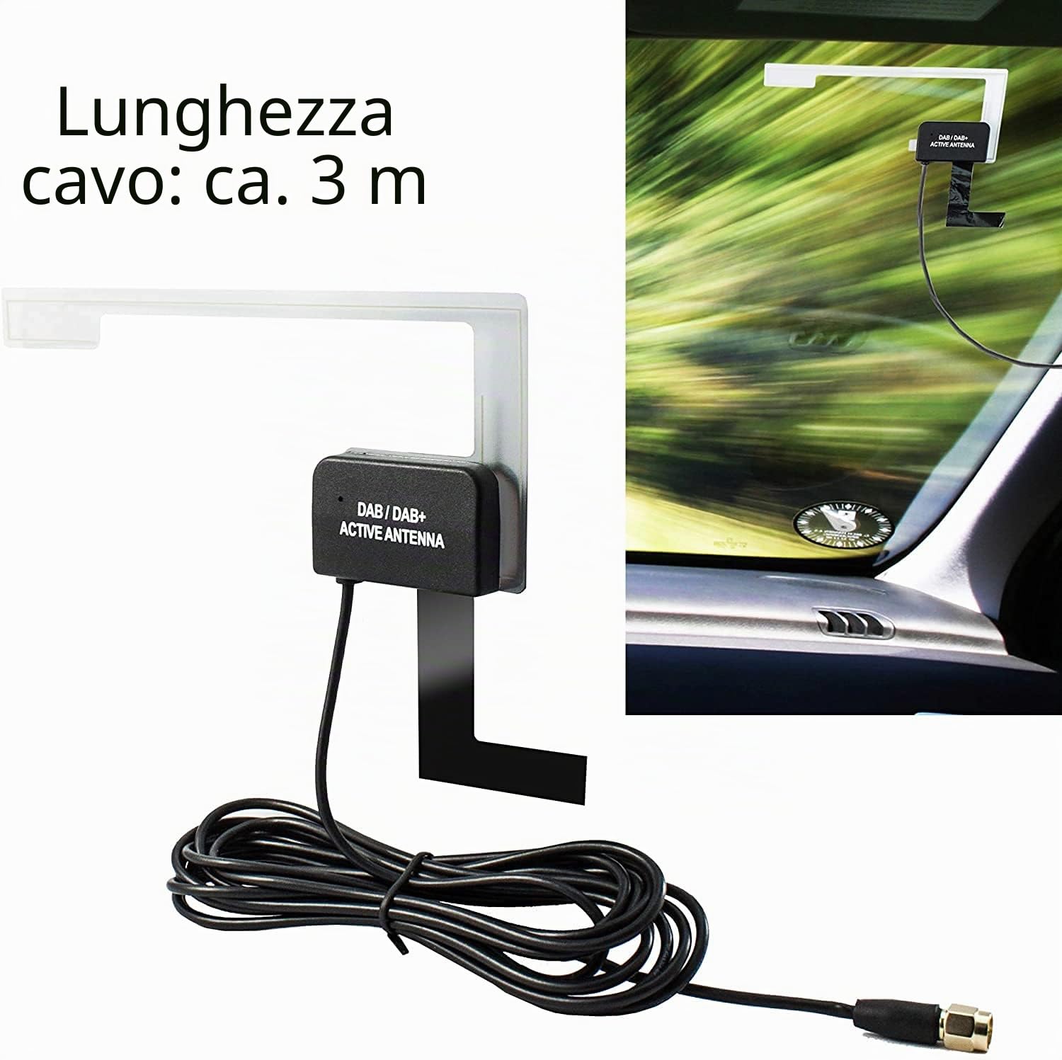 Antenna DAB+ esterna per auto, DVD, radio digitale amplificata,Ricevitore Radio, Kit per Auto Trasmissione Audio Digitale Dab per Android