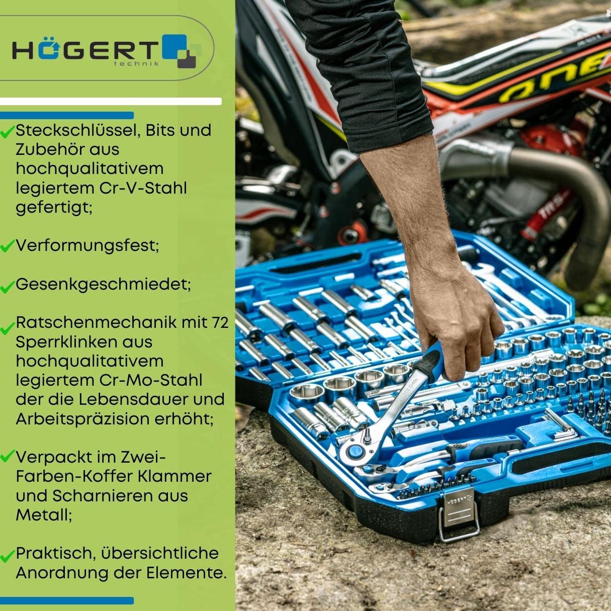 Hogert Technik 222-częściowy zestaw narzędzi