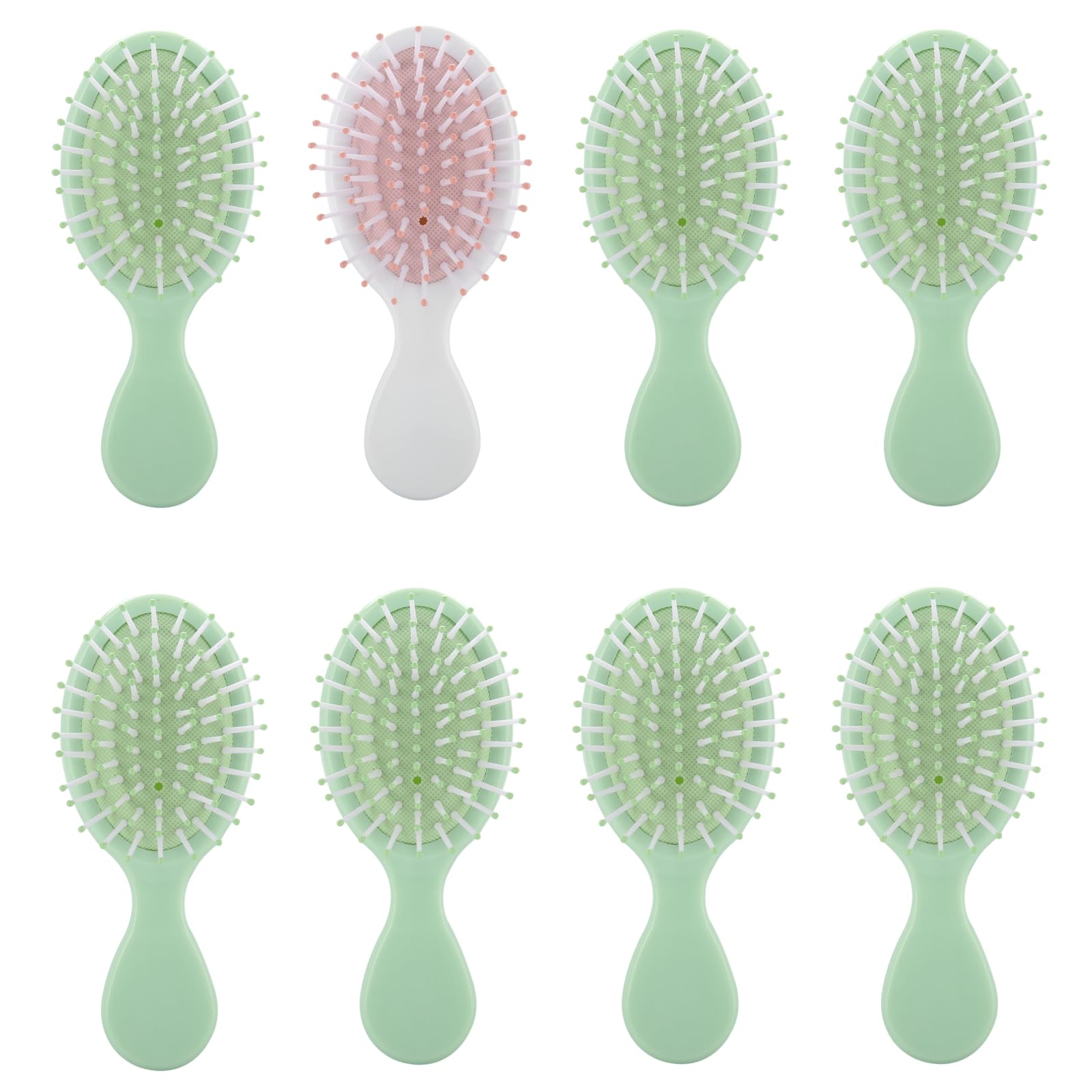 Ciulaiy Hair Brush 8 Pieces Mini Dry and wet Travel Detangling Brush, White&Sage Green, Bridesmaid Proposal Gifts, Bachelorette Party Accessories,