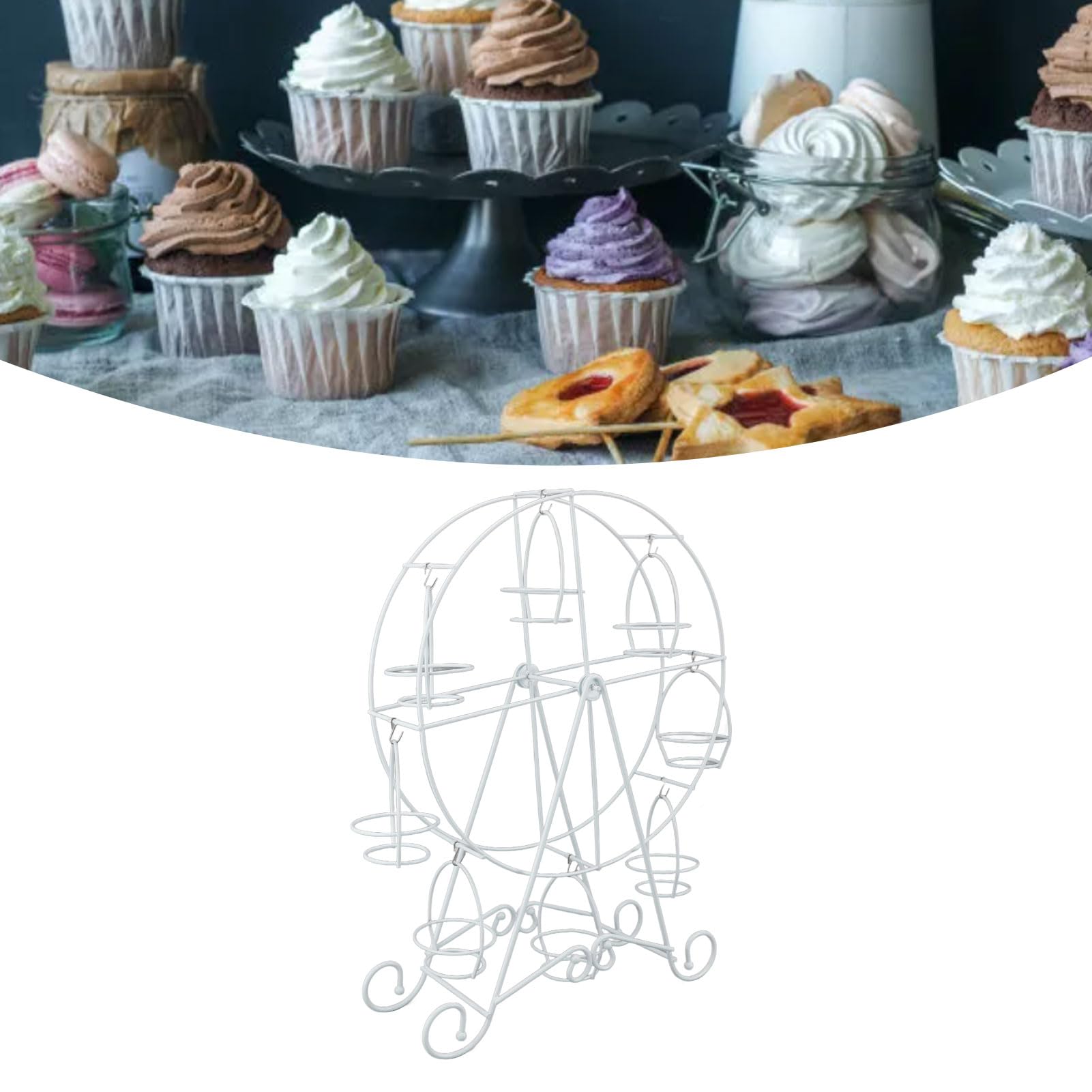 Support Gâteau Rotatif 8 Places Grande Roue Support à Cupcakes - Présentoir Rotatif 8 Cupcakes - Idéal Fête, Anniversaire, Mariage Présentoir Fête Rotatif