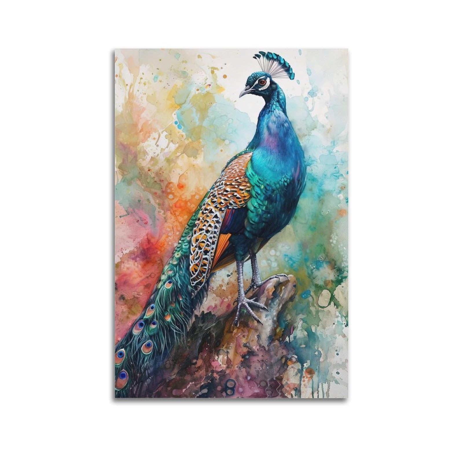 ZSZWHJ Animal Poster Beautiful Peacock Artwork Poster Decorative Painting Canvas Wall Posters And Art Picture Print Modern Family Bedroom Decor Posters 24x36inch(60x90cm)