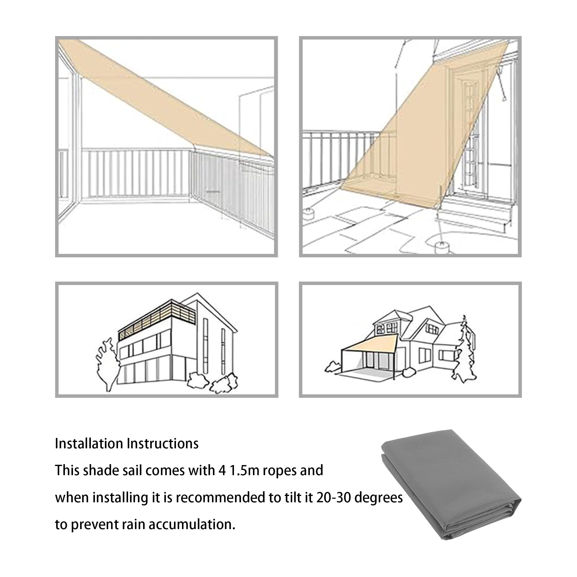Waterpof Sonnensegel, rechteckig, 50 x 100 cm, UV-Schutz, für Balkon, Garten, Camping, Terrasse, Polyr