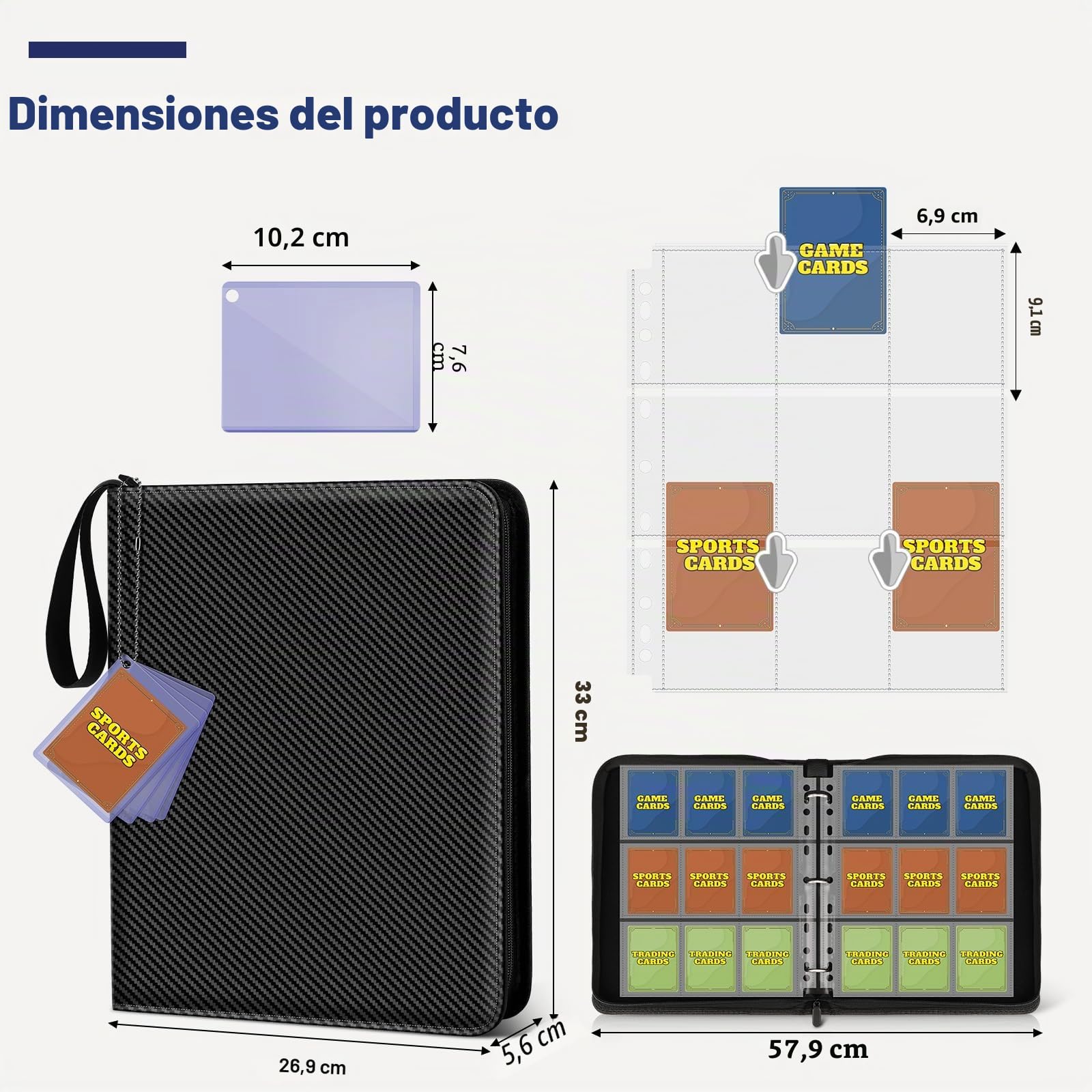 Mlikero 720 Album Cartas, Album Cromos con 9 Bolsillos por Lado, Archivador Cartas Card Binder para el comercio de Tarjetas, Tarjetas de deportes