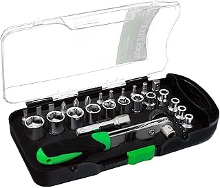TOOLZILLA Drive Socket Set, 26 Piece 1/4 Inch Socket Set, Ratchet Spanner Set for Every Size, Home DIY, Working or Craft Socket Wrench, Chrome Vanadium Steel Torque Wrench Set, Ratchet Screwdriver Set
