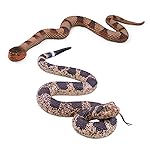 SIENON 2Pcs Realistic Fake Snakes Toys Figures, Soft Rubber Lifelike Garden Poisonous Scare Birds and Squirrels, Viper Rattlesnake Stress Relief Gag Toys Halloween Prank Props