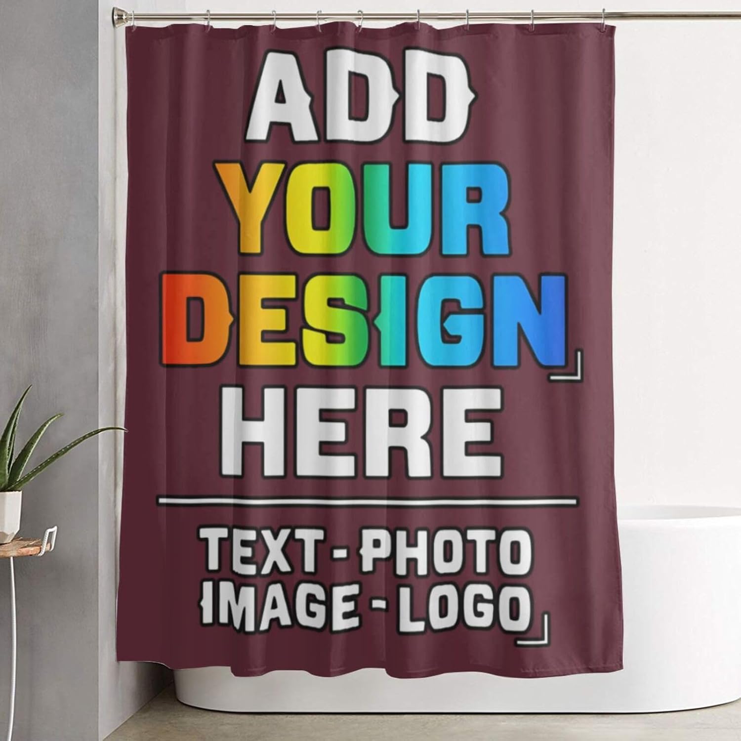 Custom Shower Curtain Personalized Your Design with Picture Photo Shower Curtains for Bathroom Waterproof Shower Curtain Liners with 12 Hooks for Washroom Hotel Home Decor 72x78 Inch, Vermilion