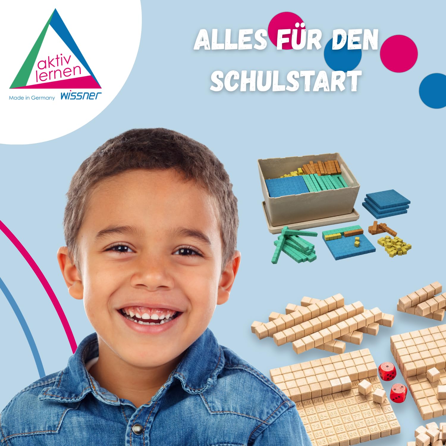 WISSNER® RE-Wood Farbiger Dienes Klassensatz (452 Teile) – Lernspielzeug