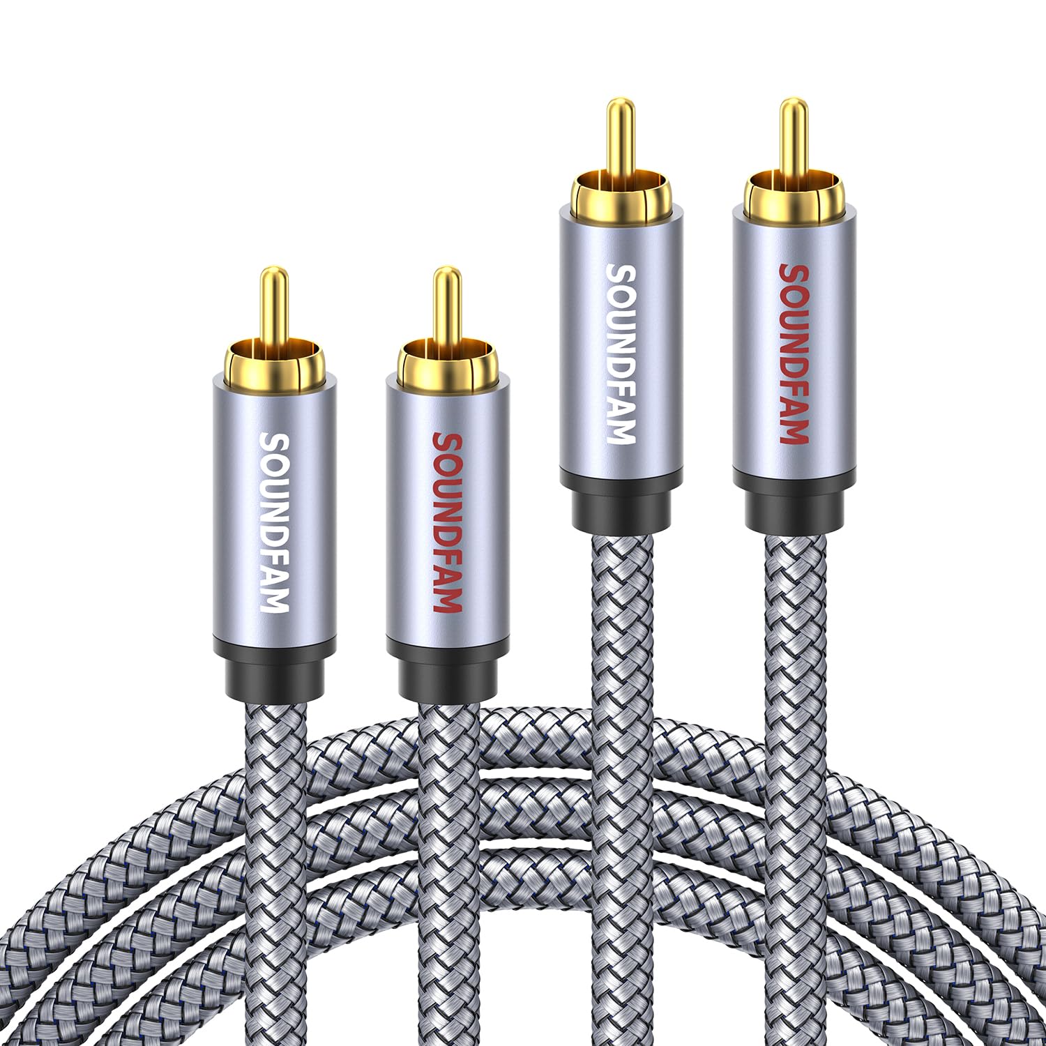Cavo Audio RCA 2 a 2, Connettori Oro 24K, 2 Cavi RCA Separati (Codifica a colori - Rosso/Bianco), Schermatura Doppia - 5m